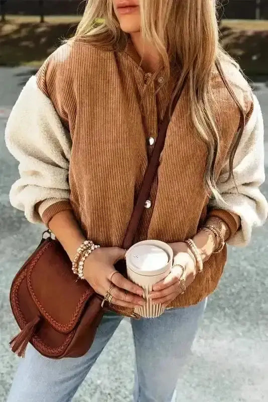Corduroy Fleece Bomber Jacket Women UK