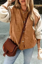 Corduroy Fleece Bomber Jacket Women UK