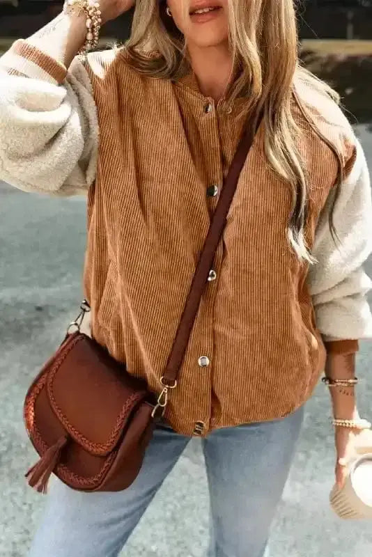 Corduroy Fleece Bomber Jacket Women UK