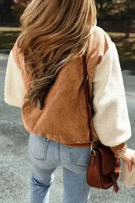 Corduroy Fleece Bomber Jacket Women UK