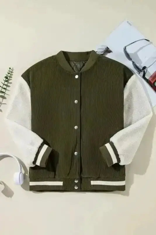 Corduroy Fleece Bomber Jacket Women UK