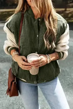 Corduroy Fleece Bomber Jacket Women UK
