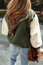 Corduroy Fleece Bomber Jacket Women UK
