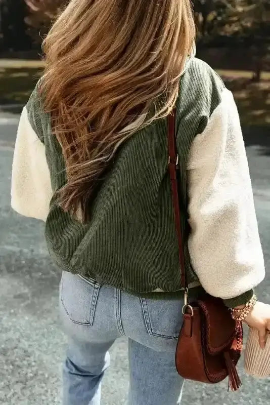 Corduroy Fleece Bomber Jacket Women UK