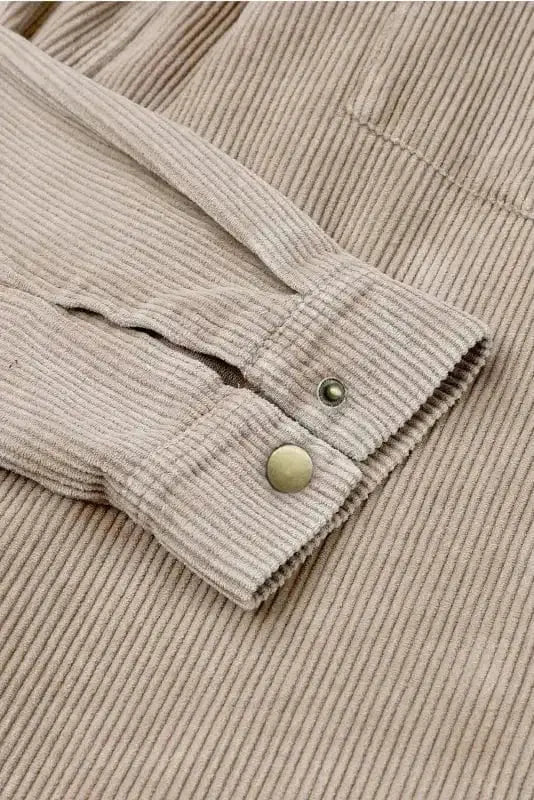 Color Block Hooded Corduroy Jacket Women UK