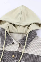 Color Block Hooded Corduroy Jacket Women UK