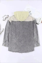 Color Block Hooded Corduroy Jacket Women UK