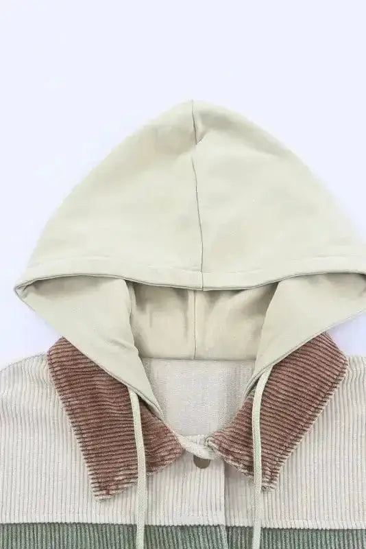 Color Block Hooded Corduroy Jacket Women UK