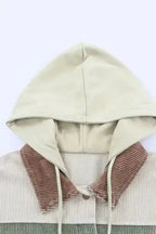 Color Block Hooded Corduroy Jacket Women UK