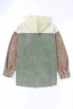Color Block Hooded Corduroy Jacket Women UK
