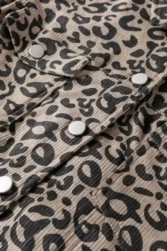 Leopard Print Corduroy Jacket Women UK