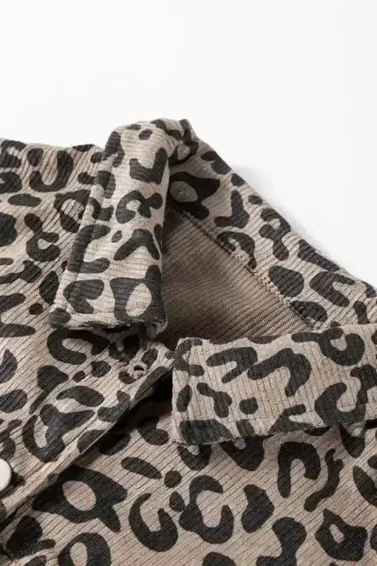 Leopard Print Corduroy Jacket Women UK