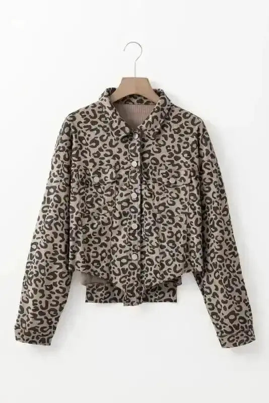 Leopard Print Corduroy Jacket Women UK