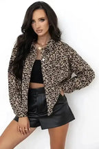 Leopard Print Corduroy Jacket Women UK
