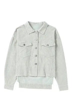 Sky Blue Raw Hem Cropped Corduroy Jacket Women UK