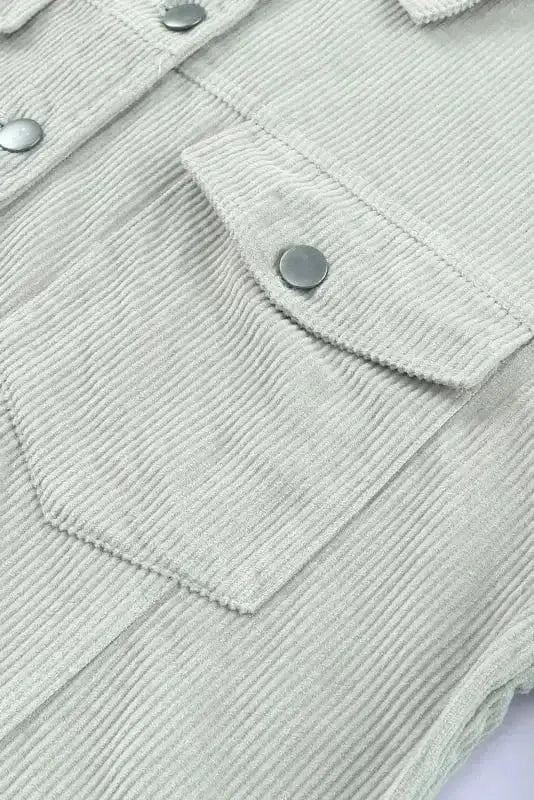 Sky Blue Raw Hem Cropped Corduroy Jacket Women UK