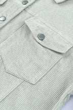 Sky Blue Raw Hem Cropped Corduroy Jacket Women UK