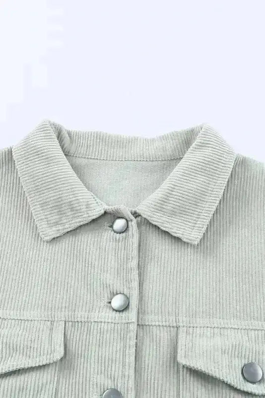 Sky Blue Raw Hem Cropped Corduroy Jacket Women UK