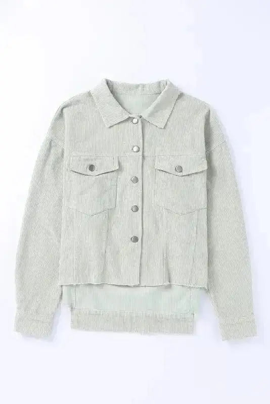 Sky Blue Raw Hem Cropped Corduroy Jacket Women UK