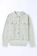 Sky Blue Raw Hem Cropped Corduroy Jacket Women UK