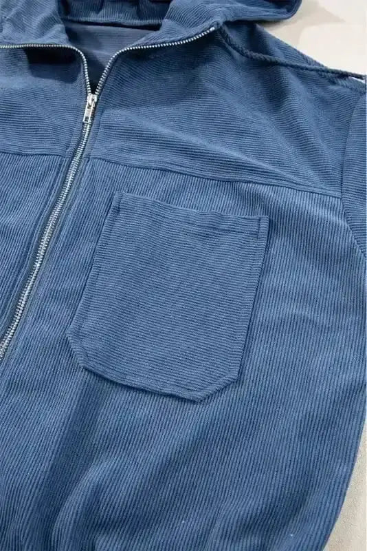 Teal Hooded Corduroy Jacket Women UK
