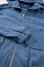 Teal Hooded Corduroy Jacket Women UK