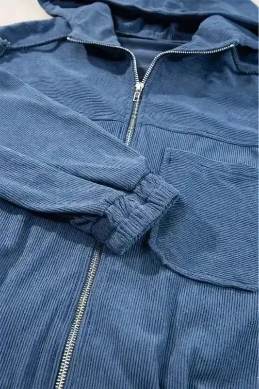 Teal Hooded Corduroy Jacket Women UK