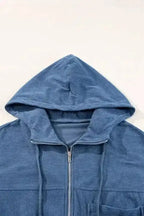 Teal Hooded Corduroy Jacket Women UK