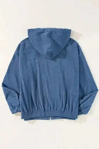 Teal Hooded Corduroy Jacket Women UK