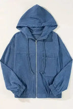 Teal Hooded Corduroy Jacket Women UK