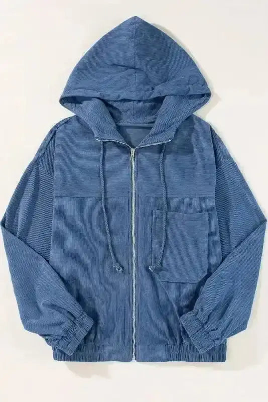 Teal Hooded Corduroy Jacket Women UK