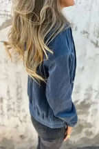 Teal Hooded Corduroy Jacket Women UK
