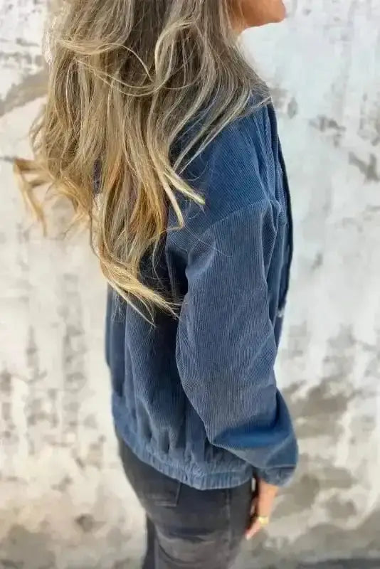 Teal Hooded Corduroy Jacket Women UK