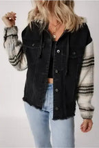 Plaid Hooded Denim Jacket Women UK