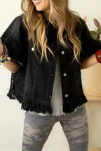 Raw Hem Denim Jacket Women UK