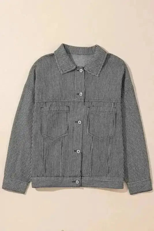 Oversized Stripe Denim Jacket Women UK