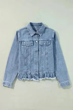 Frayed Hem Denim Jacket Women UK