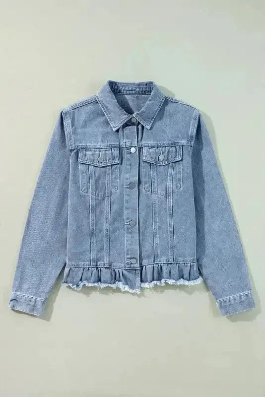 Frayed Hem Denim Jacket Women UK