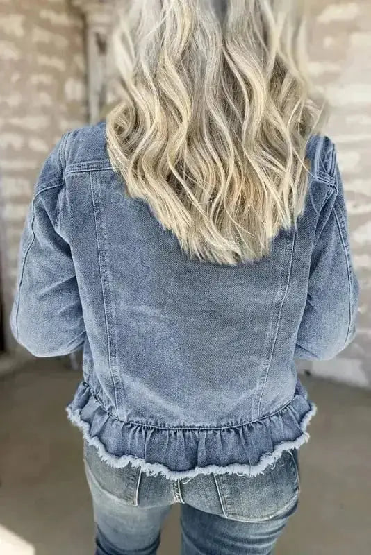 Frayed Hem Denim Jacket Women UK