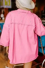 Pearl Beaded Denim Jacket Women UK