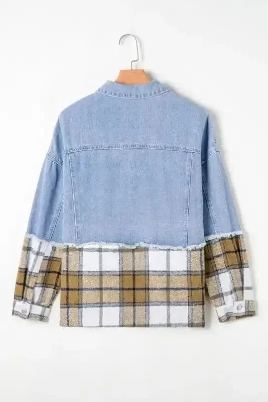 Plaid Oversized Denim Jacket Women UK