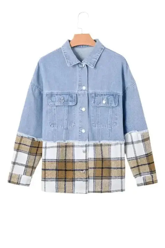 Plaid Oversized Denim Jacket Women UK