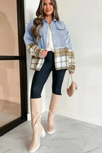 Plaid Oversized Denim Jacket Women UK