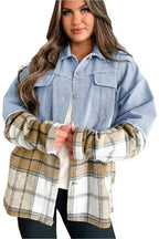 Plaid Oversized Denim Jacket Women UK