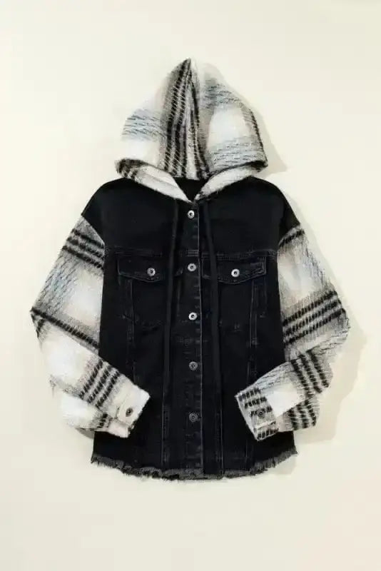 Plaid Hooded Denim Jacket Women UK