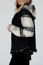 Plaid Hooded Denim Jacket Women UK