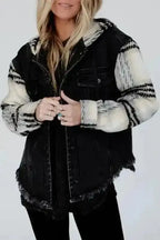 Plaid Hooded Denim Jacket Women UK