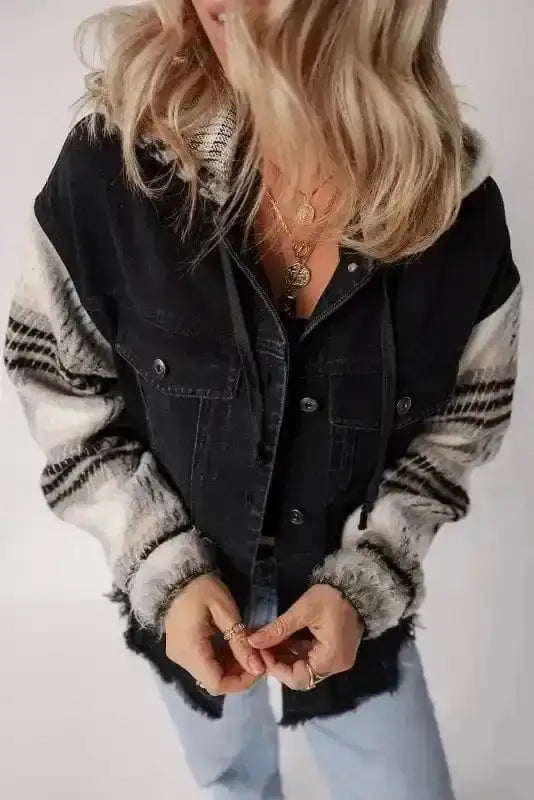 Plaid Hooded Denim Jacket Women UK
