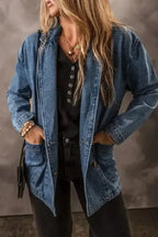 Lapel Denim Jacket Women UK