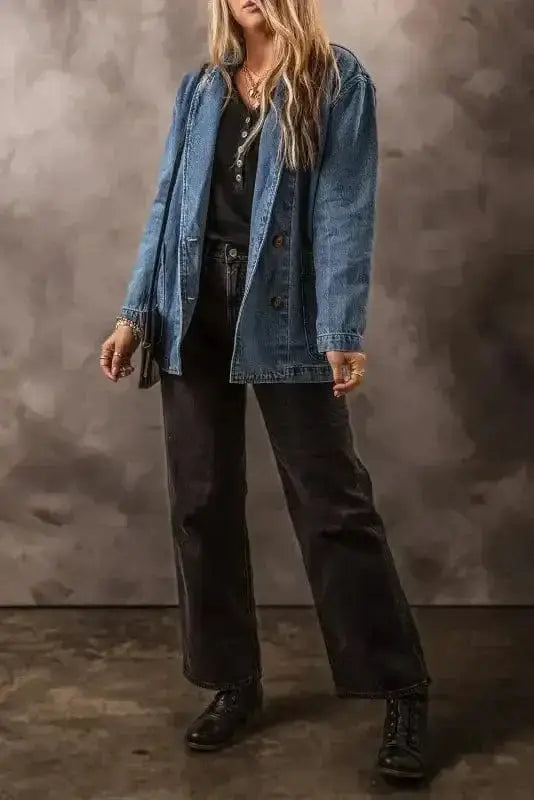 Lapel Denim Jacket Women UK